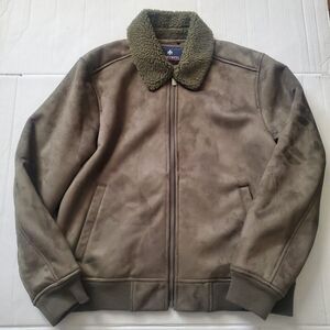 Size M - Rainforest Faux Suede Shearling Bomber Jacket Green Msrp $119.99